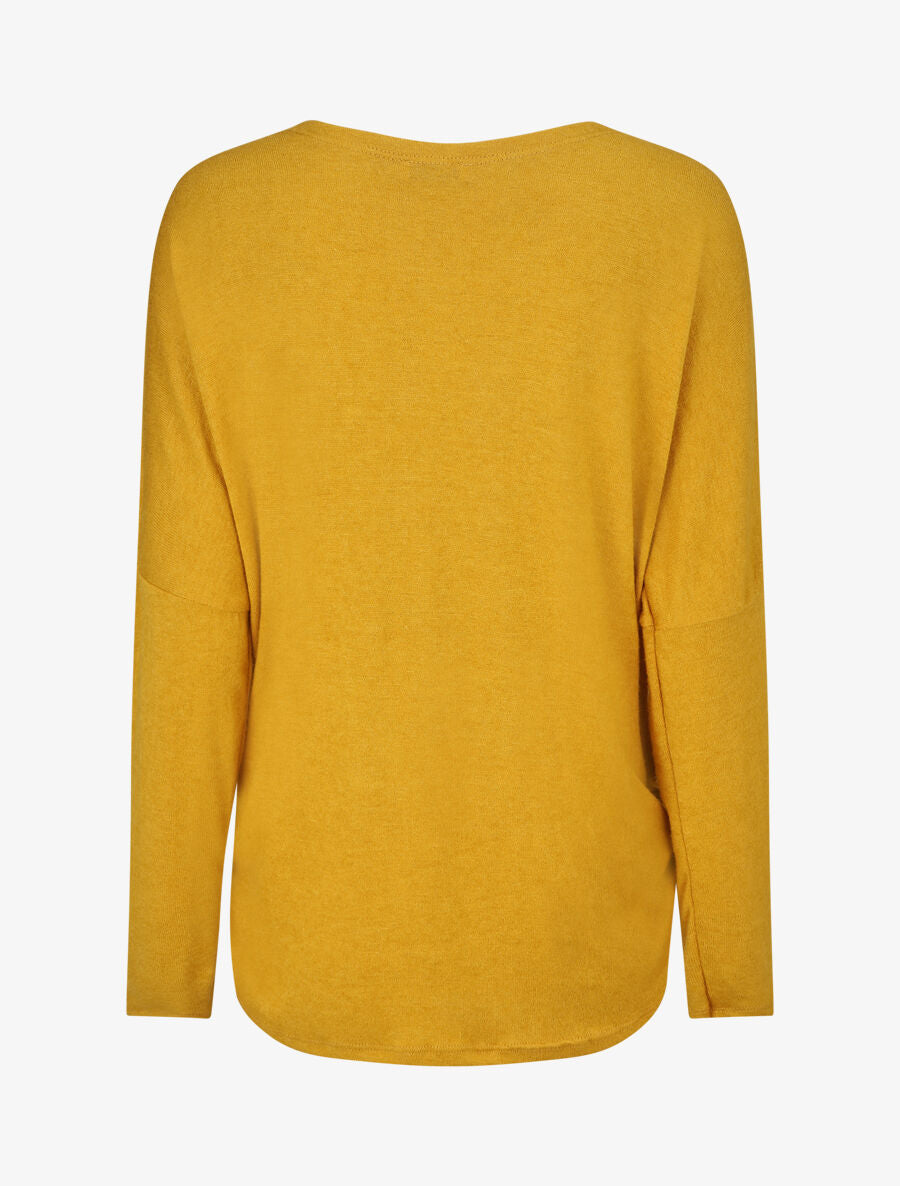 Pull ample motif plumes irisées - Moutarde - 2