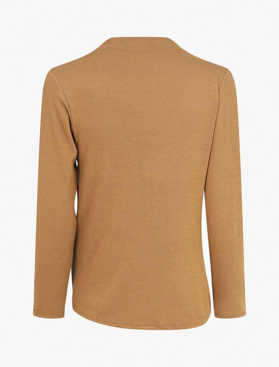 Pull droit uni effet drapé - Camel - 2