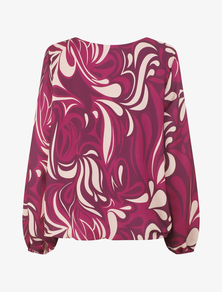 Top graphique ample col rond - Prune - 2