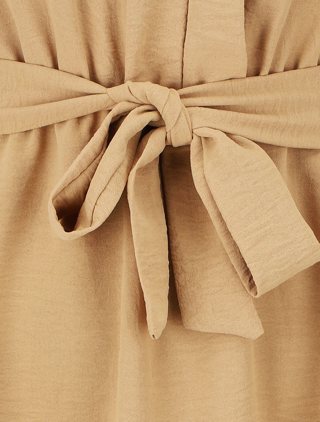 Robe unie élastiquée à bas asymétrique - Camel - 3