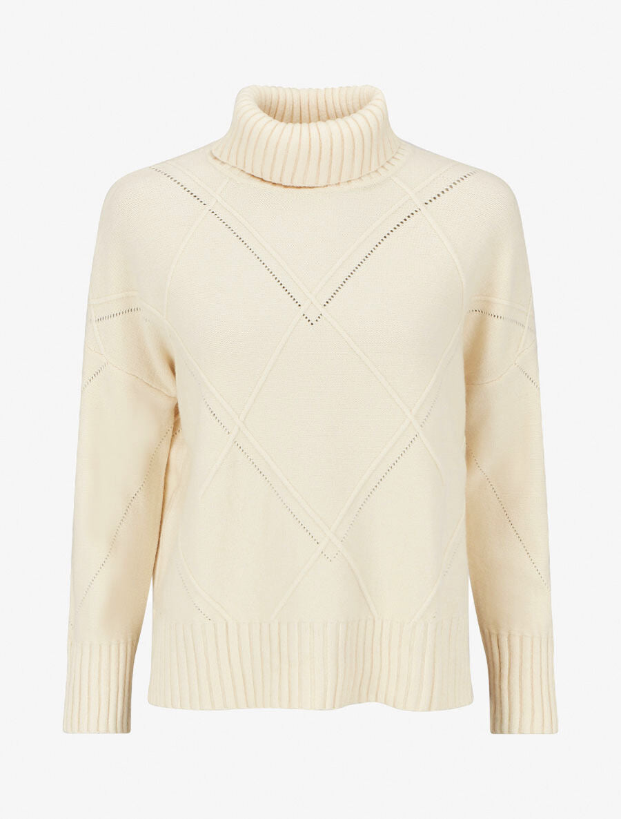 Pull ample col roulé - Écru - 1