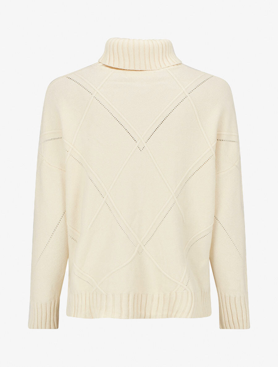 Pull ample col roulé - Écru - 2