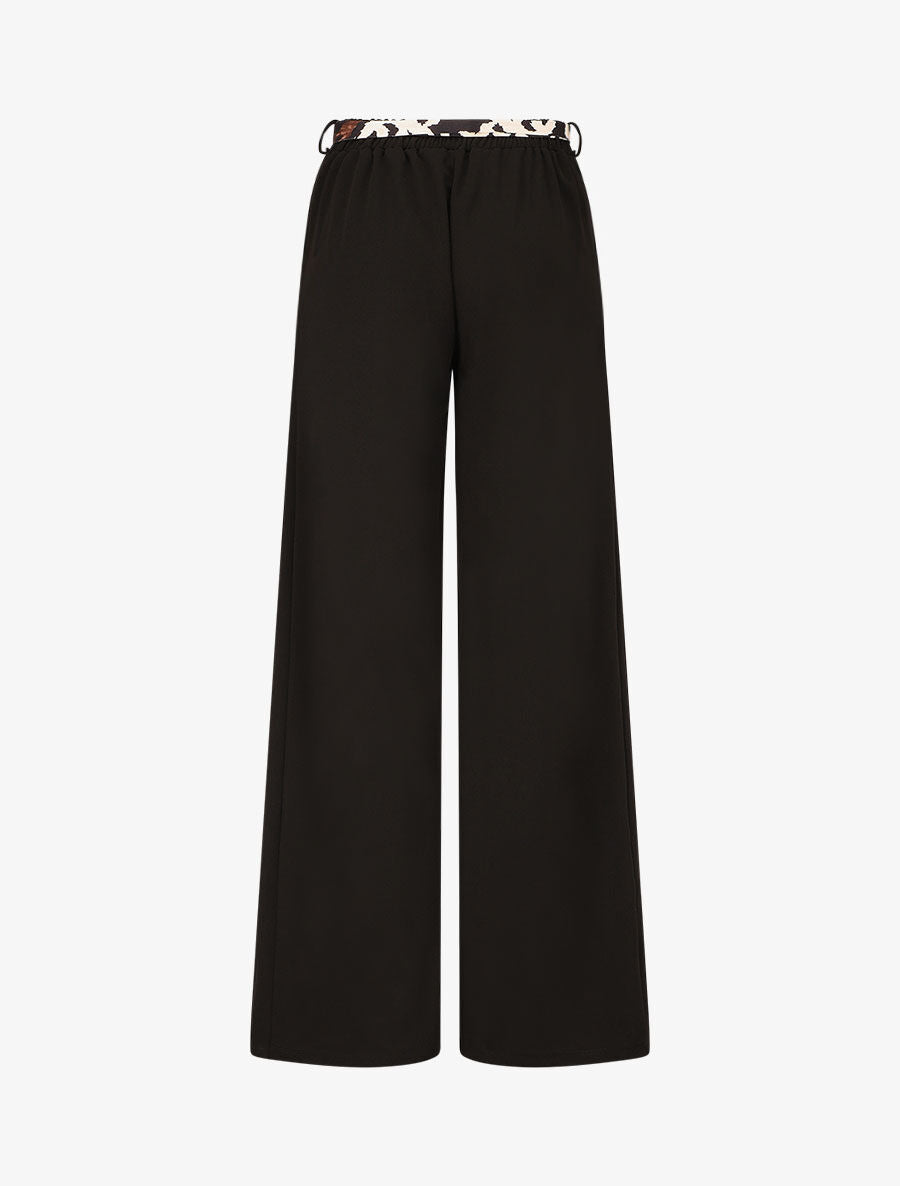 Pantalon ample taille haute ceinture fantaisie - Noir - 2