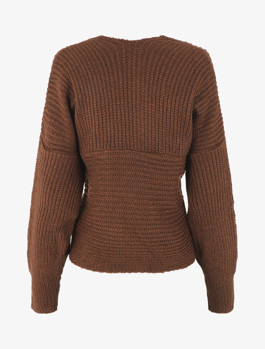 Pull cache-coeur en maille - Marron - 2