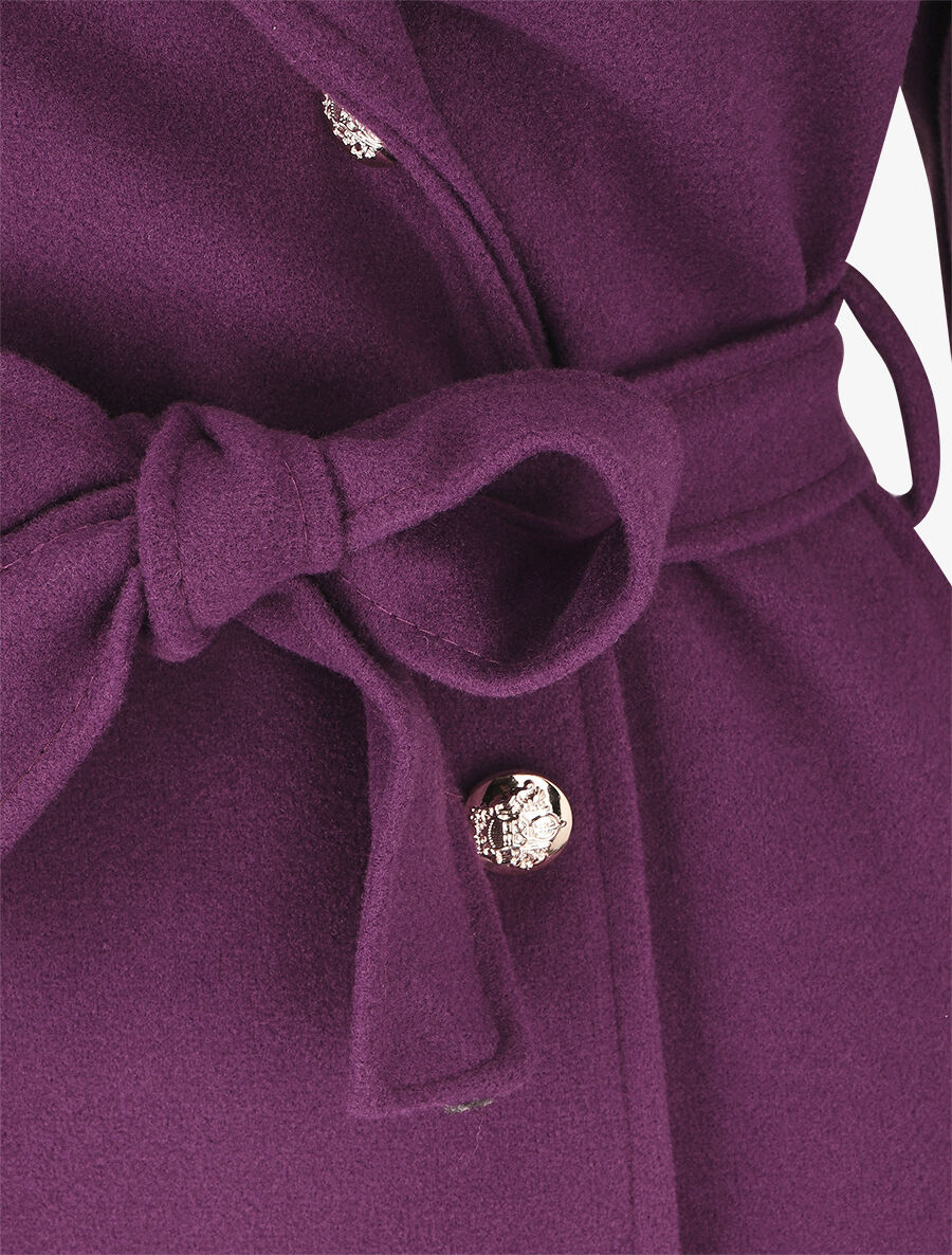 Manteau long à boutons décoratifs au dos - Violine - 3