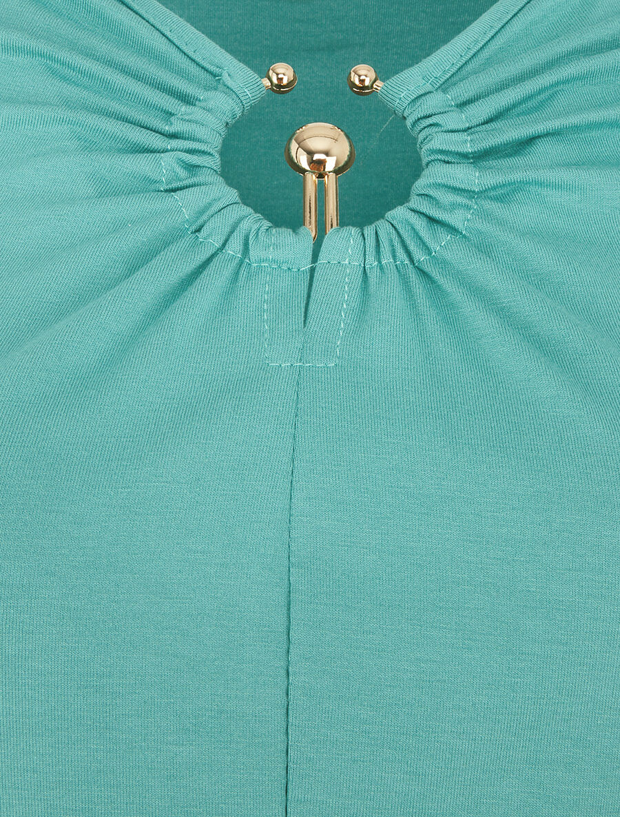 T-shirt à empiècement doré - Vert turquoise - 3