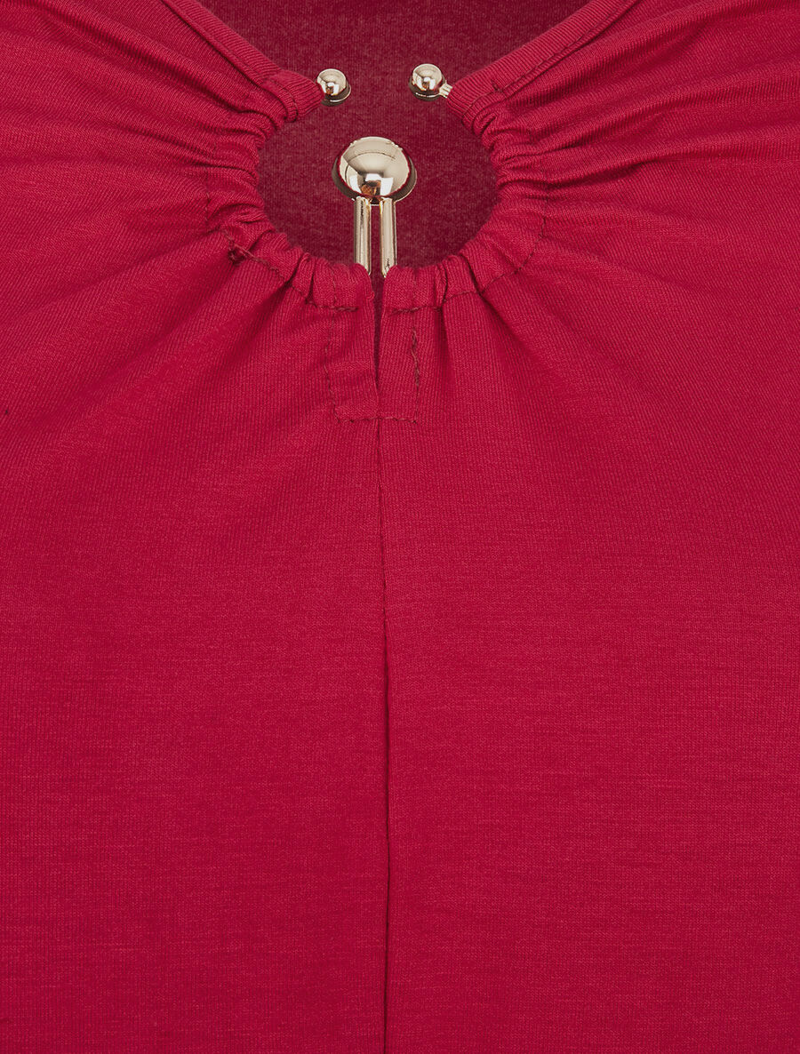 T-shirt à empiècement doré - Rouge cerise - 3