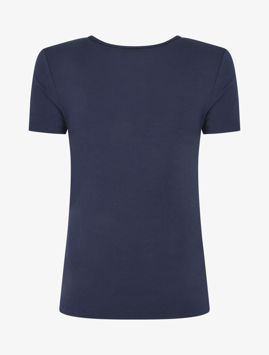 T-shirt à empiècement doré - Bleu marine - 2