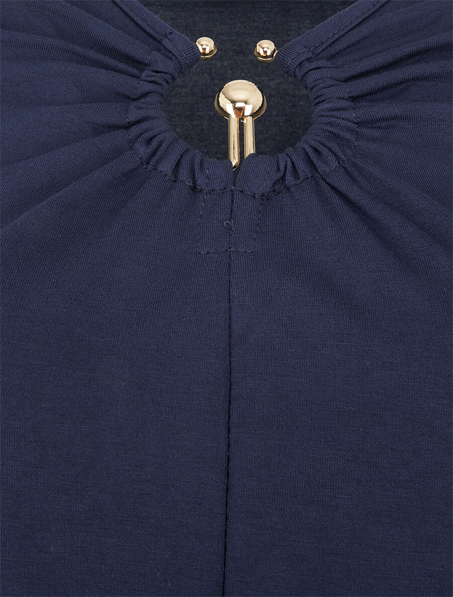 T-shirt à empiècement doré - Bleu marine - 3