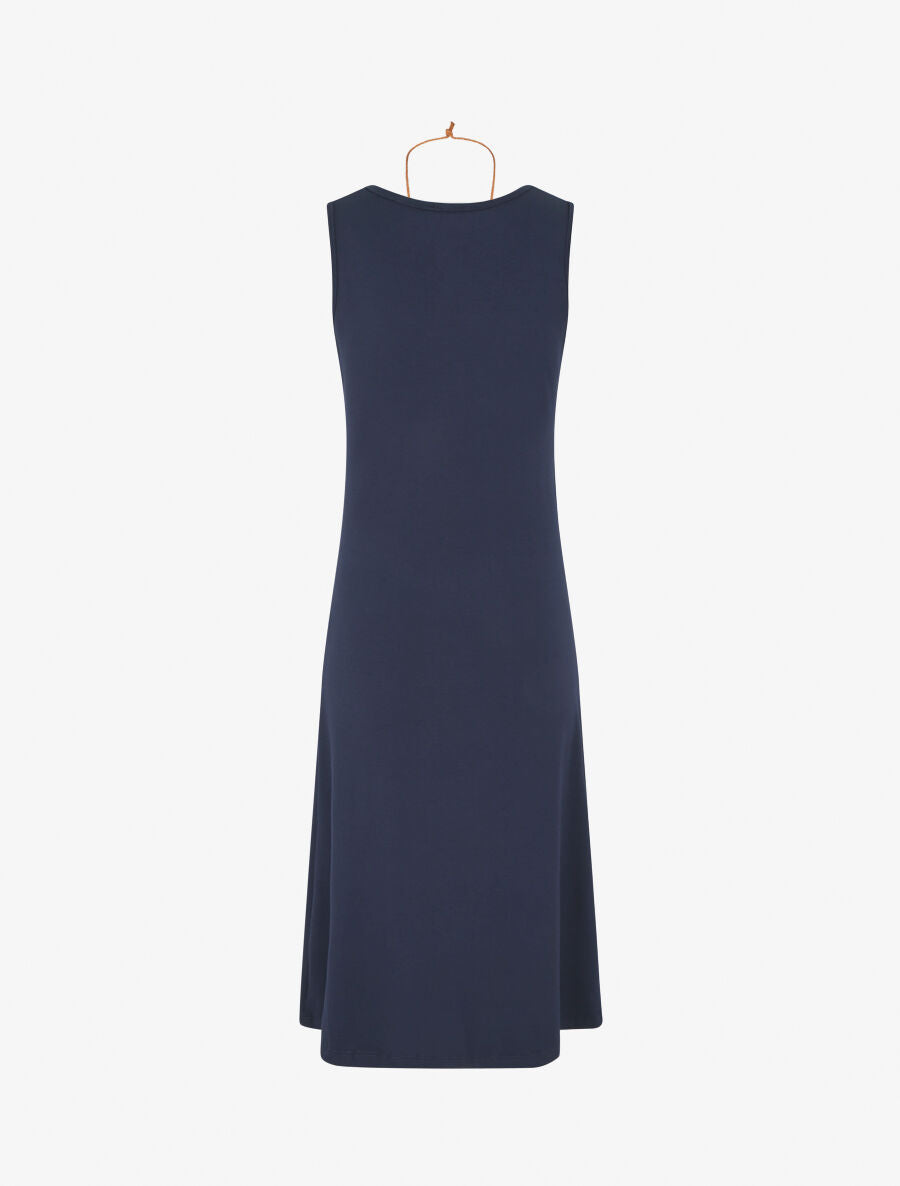 Robe longue unie effet drapé - Marine - 2
