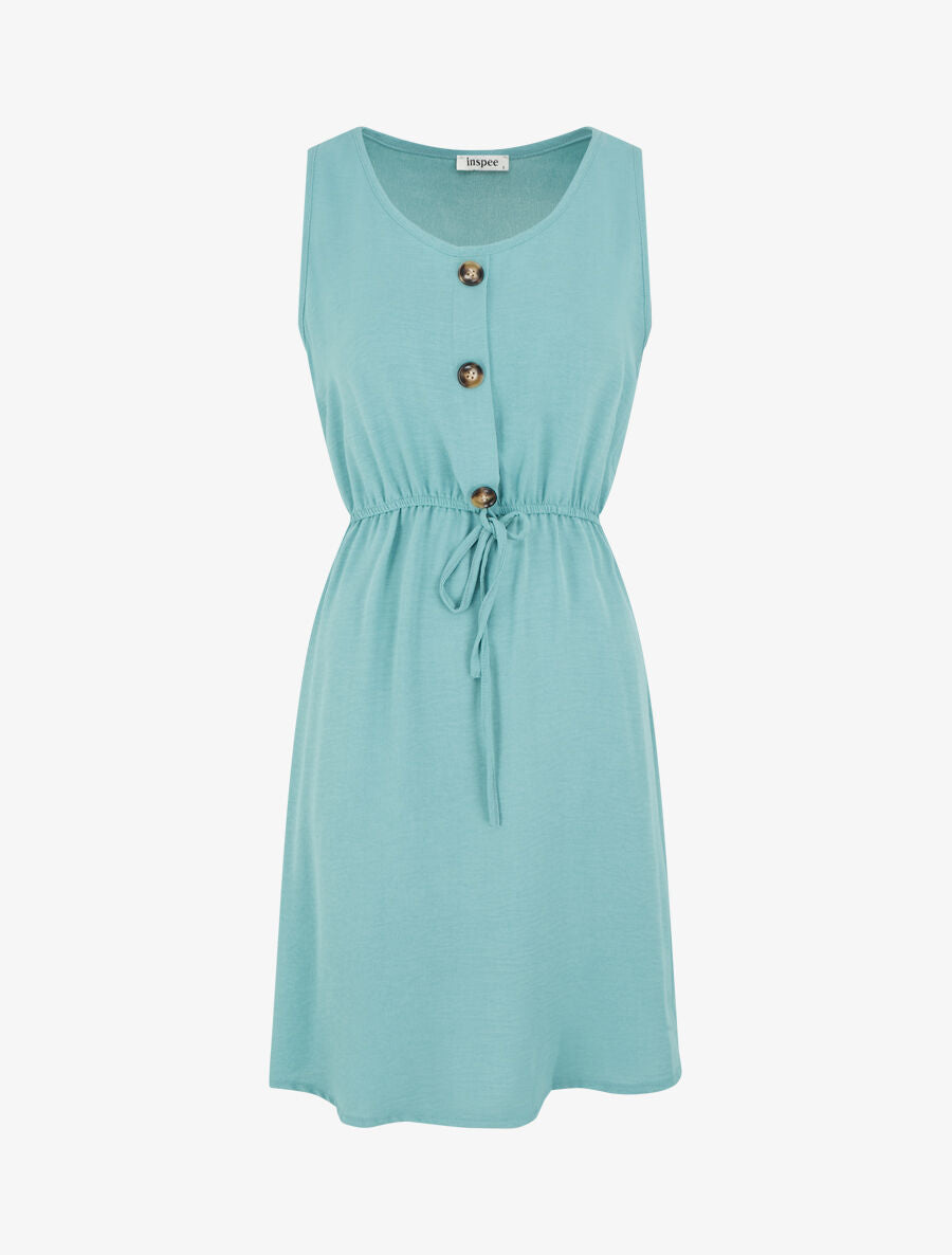 Robe sans manches à boutons décoratifs - Vert d&