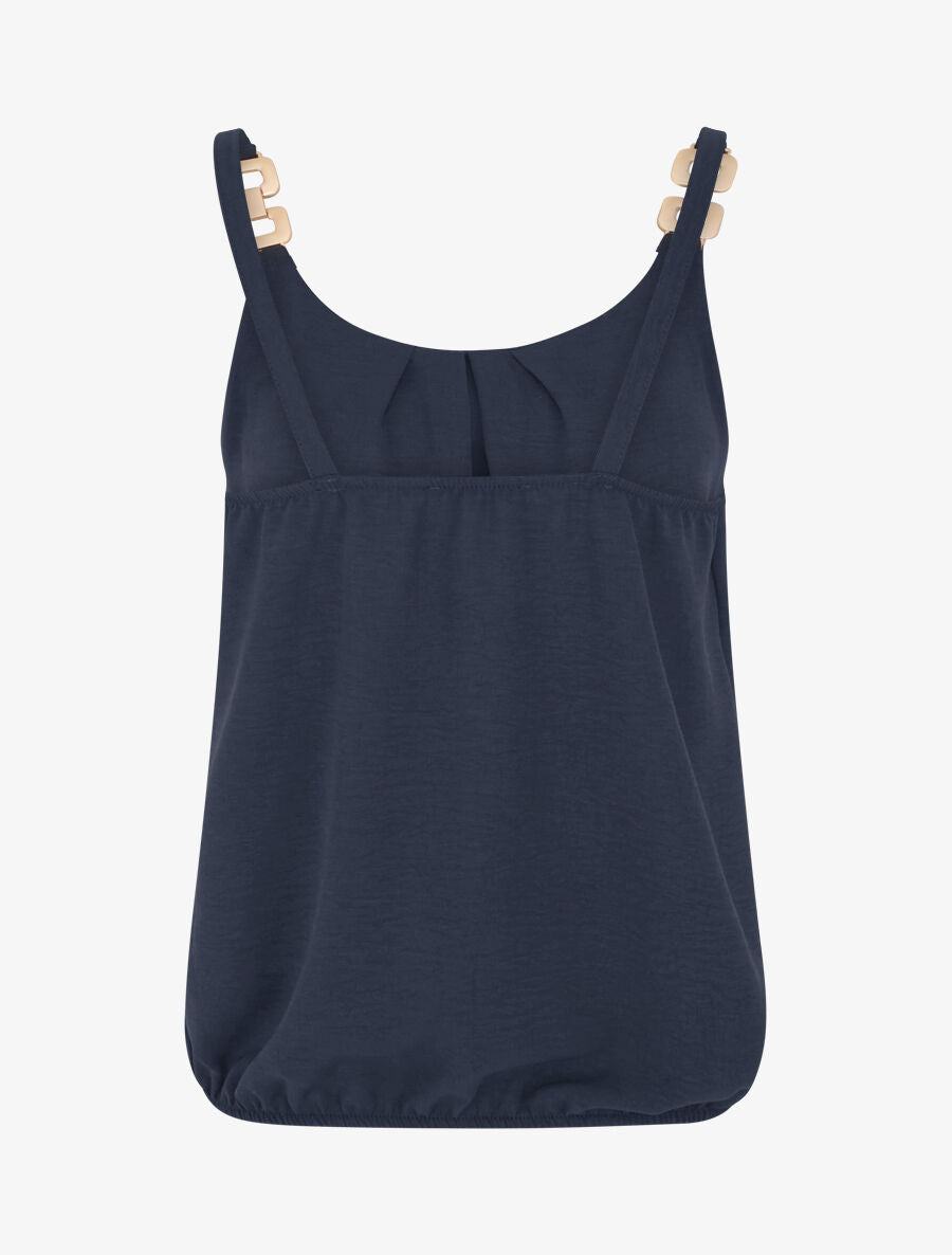 Top uni à bretelles bi-matière - Marine - 2