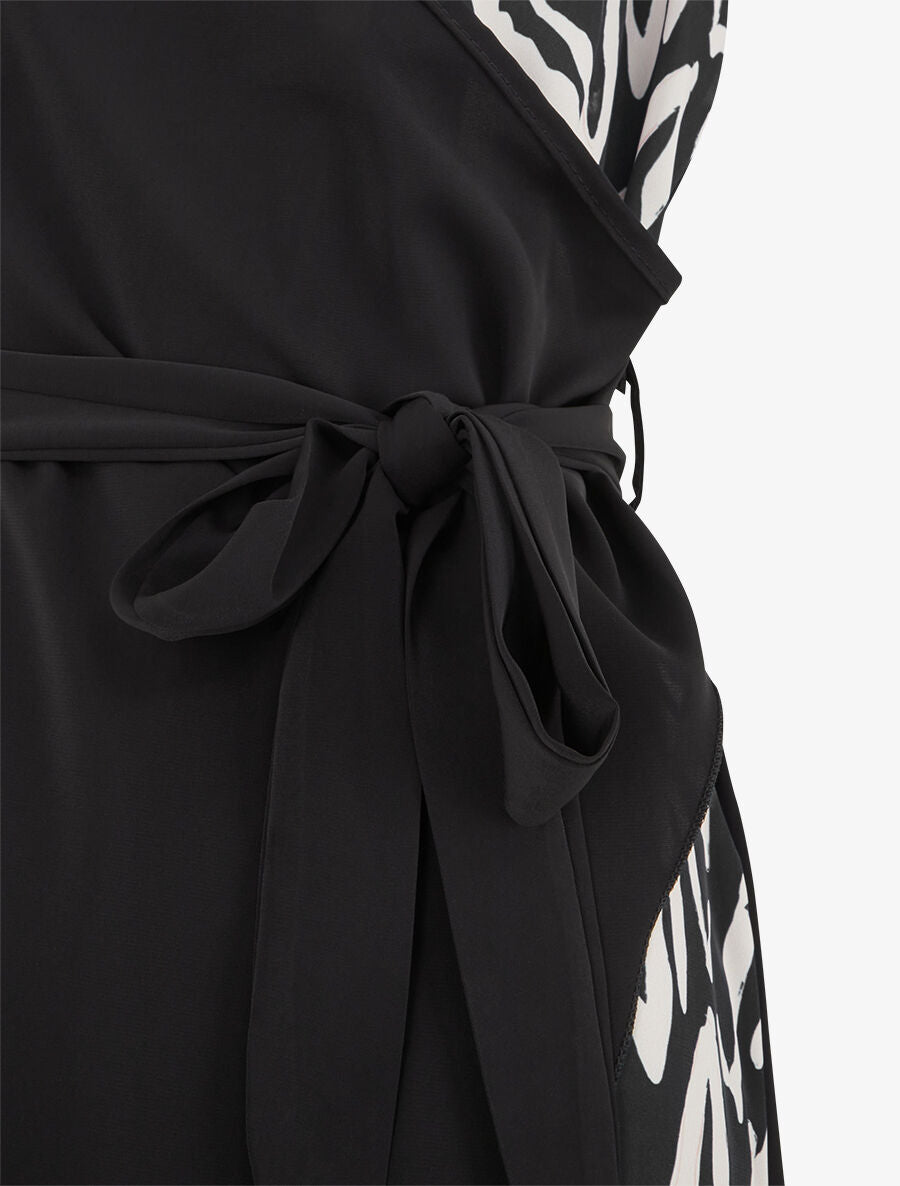 Robe portefeuille sans manches imprimé fantaisie - Noir/blanc - 3