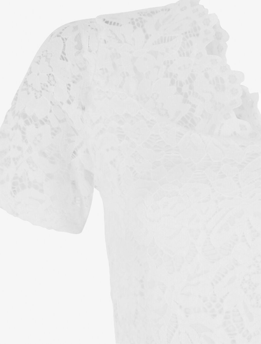 Top uni en dentelle - Blanc - 3