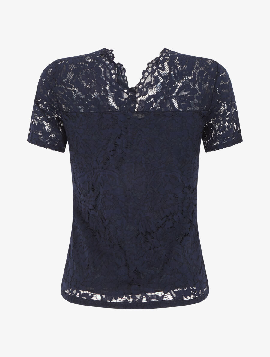 Top uni en dentelle - Marine - 2