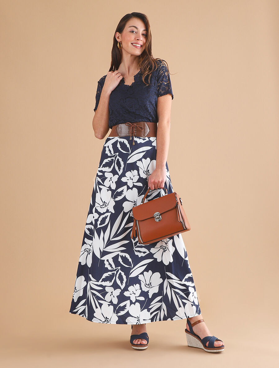 Top uni en dentelle - Marine - 4