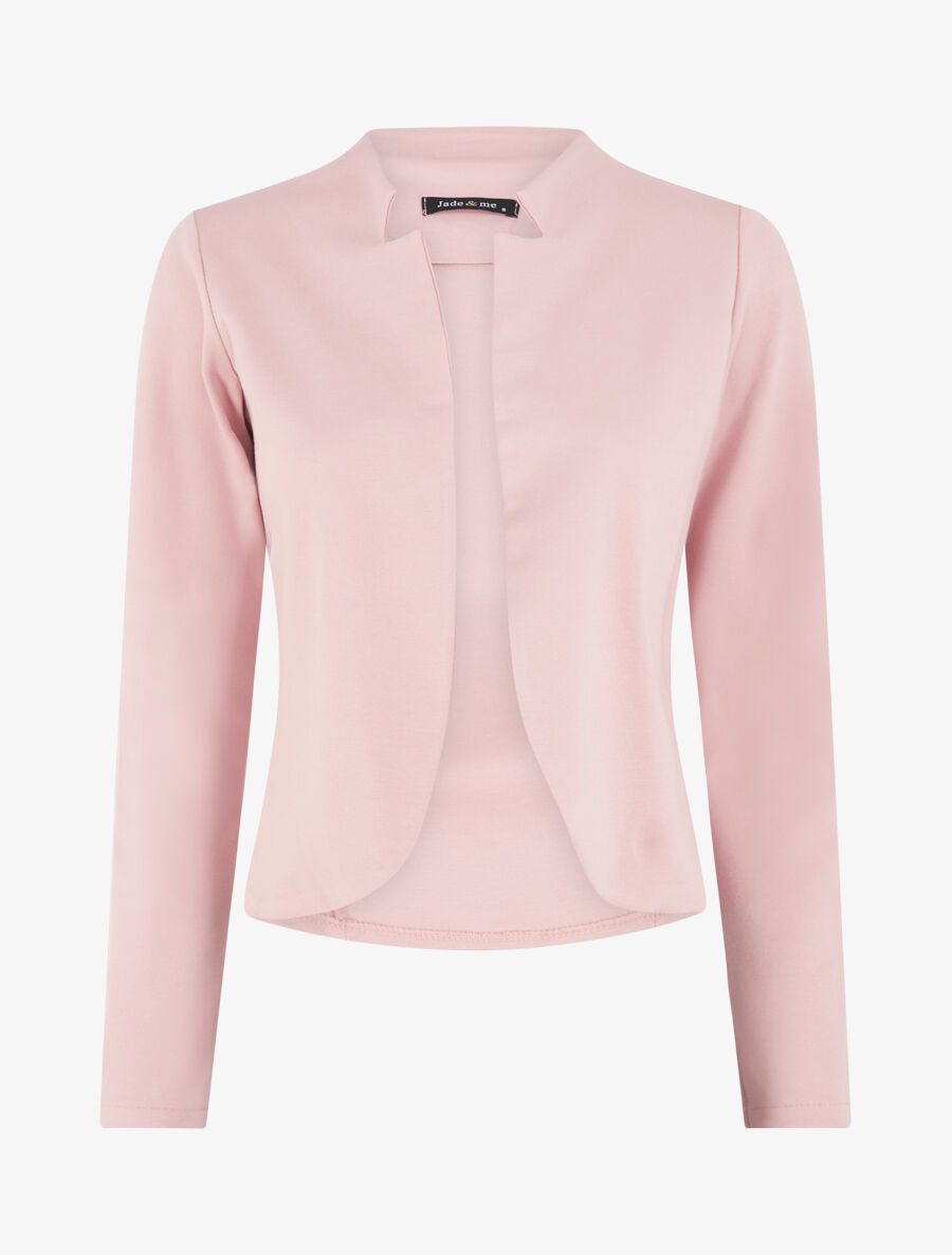 Veste courte ouverte à col cranté - Rose - 1