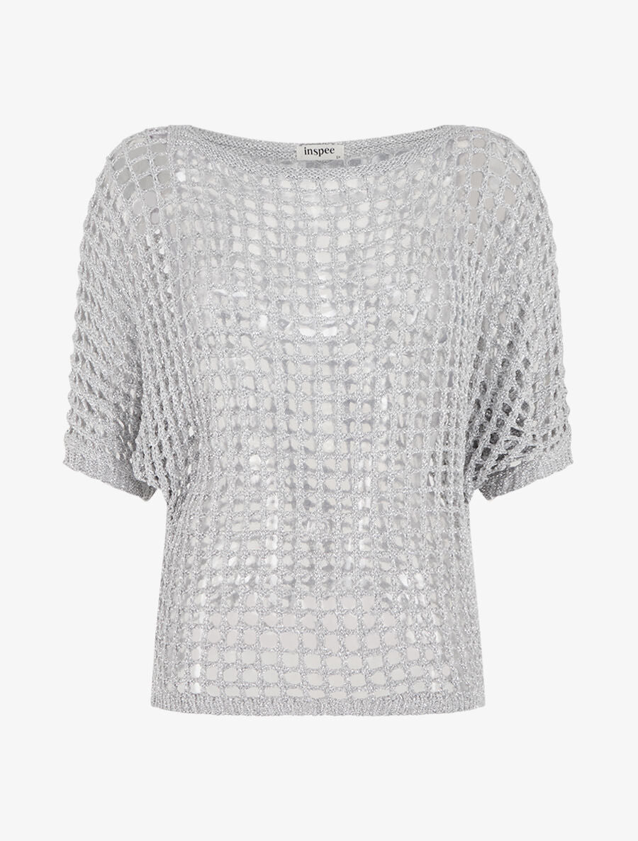 Pull brillant en maille ajourée - Argent - 4
