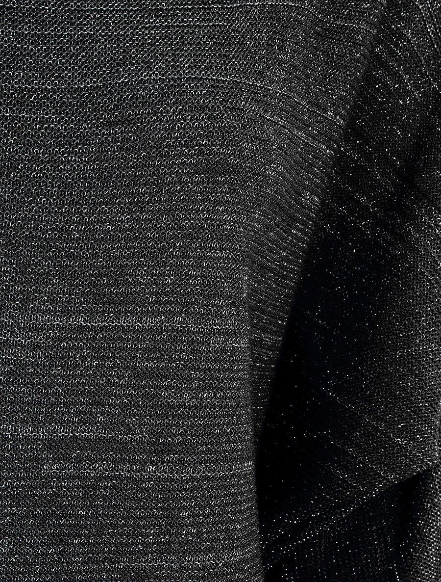 Pull en maille pailletée à col bateau - Noir - 3