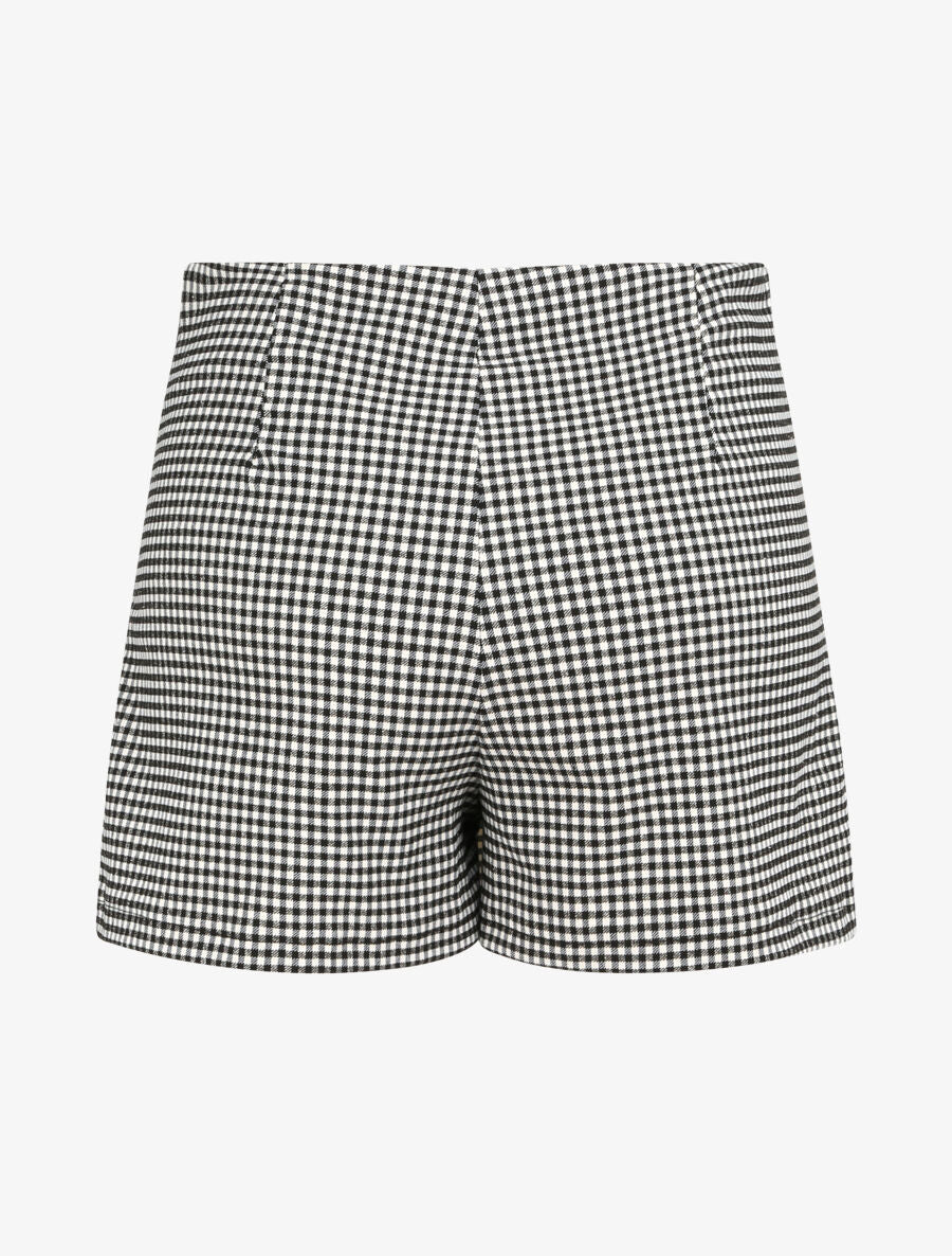 Jupe culotte coupe droite imprimé carreaux - Noir - 2