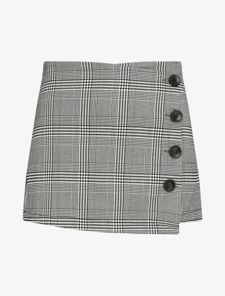 Jupe culotte coupe droite imprimé tartan - Noir - 1