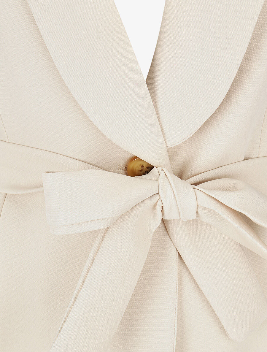 Blazer long uni sans manches - Beige - 3