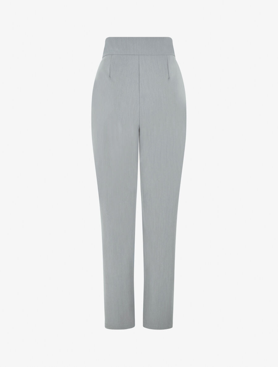 Pantalon droit uni à double passants - Gris - 2