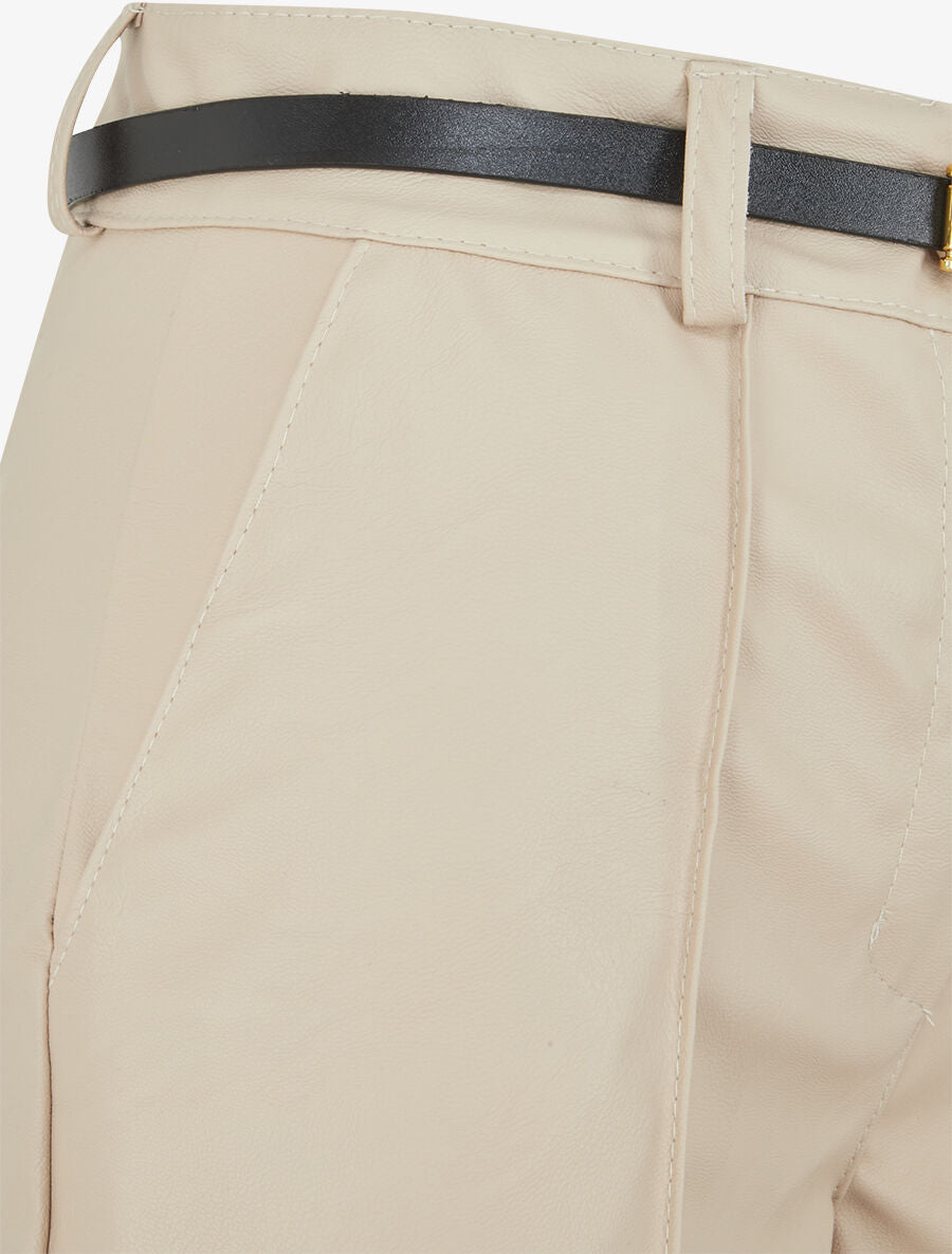Short en simili à revers - Beige - 3