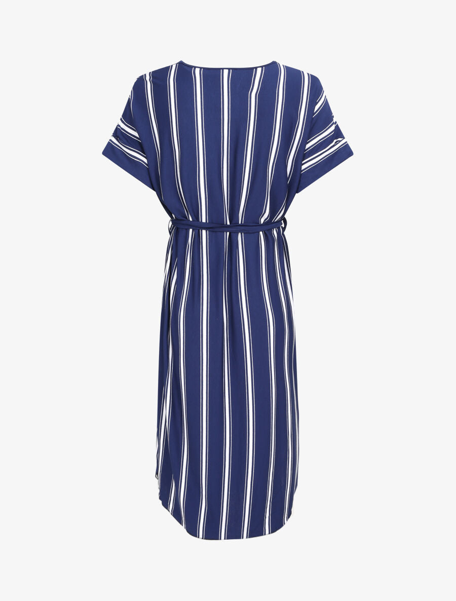 Robe ample rayée à bord arrondi - Marine - 2