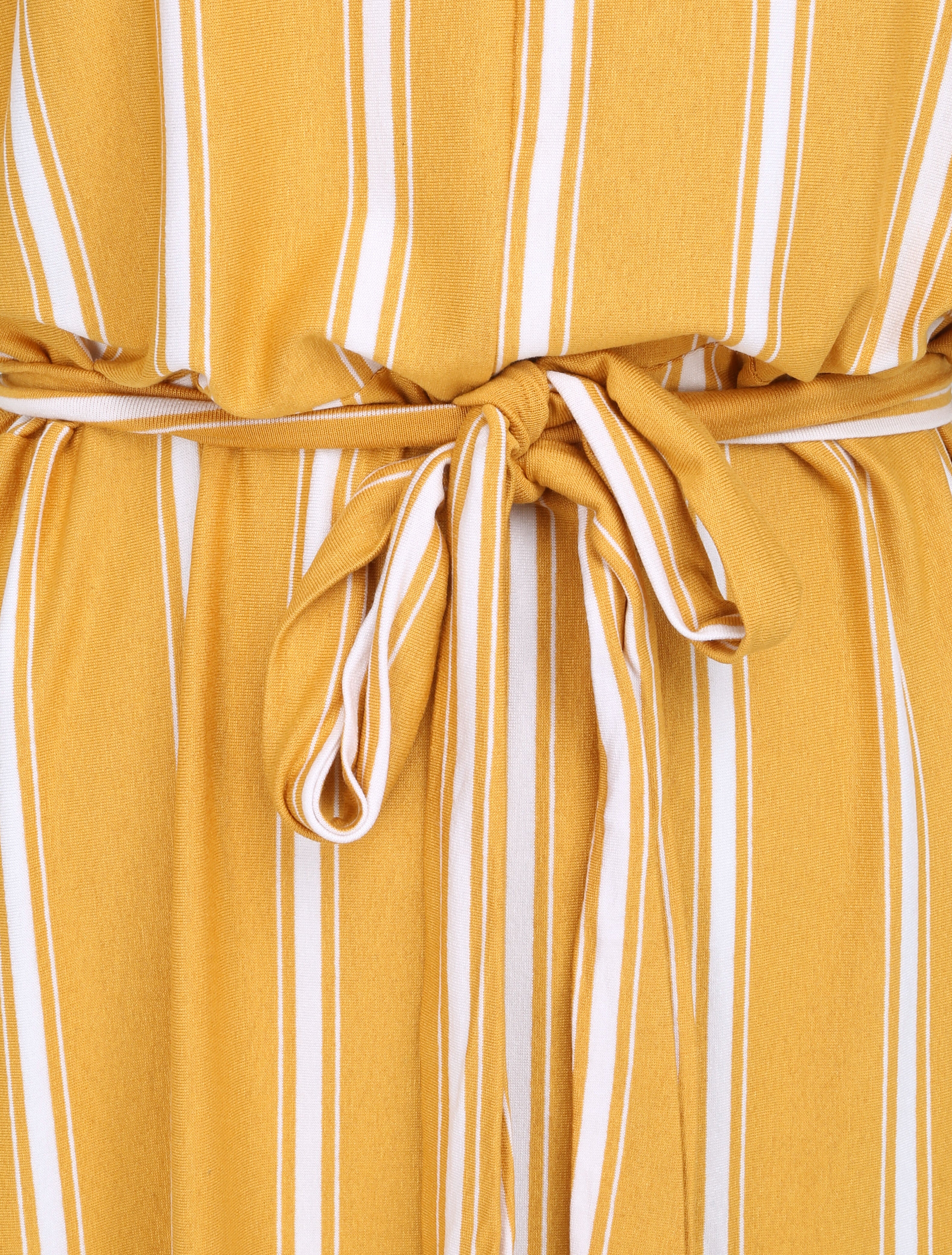 Robe ample rayée à bord arrondi - Moutarde - 3