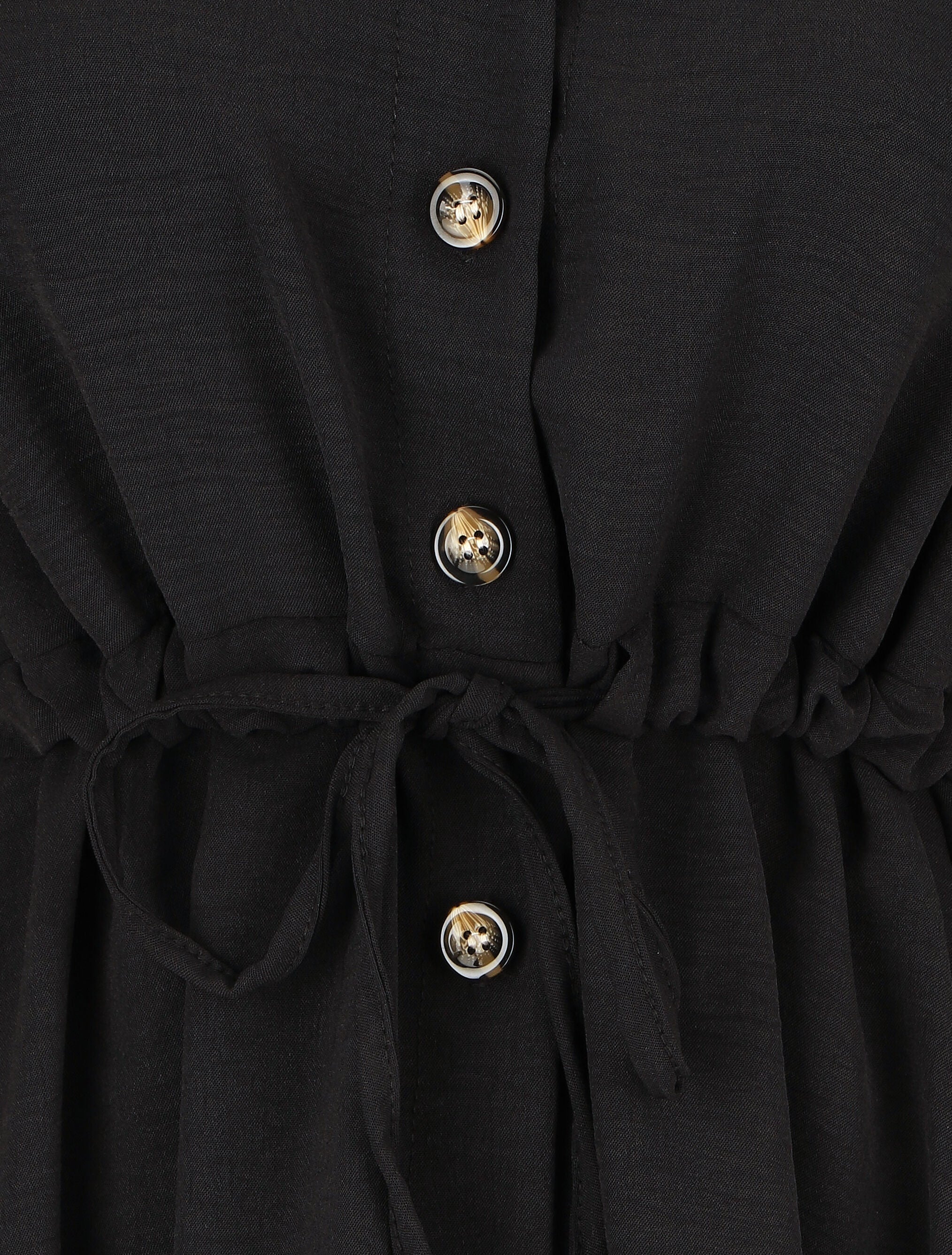 Blouse unie à manches retroussables - Noir - 3