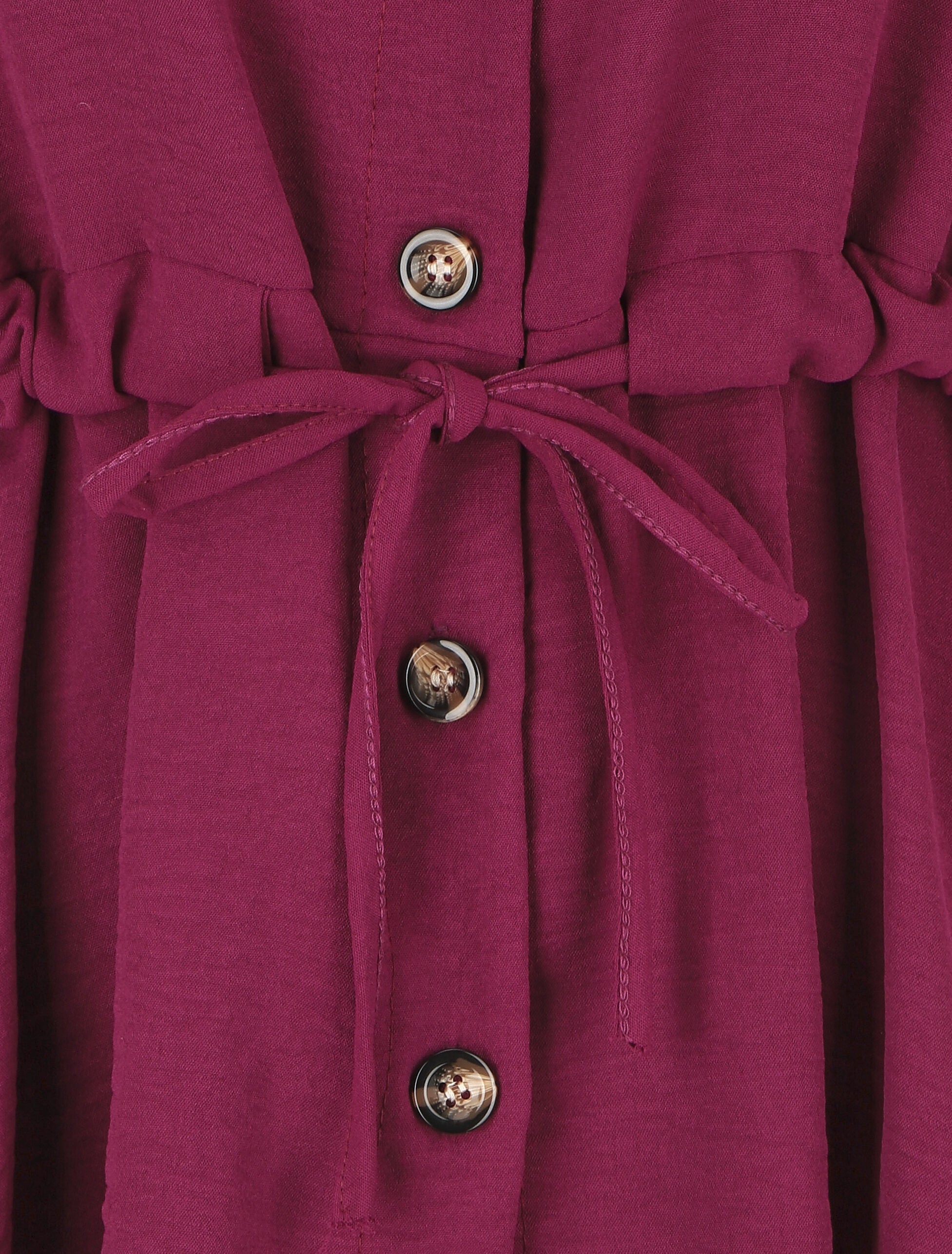 Blouse unie à manches retroussables - Magenta - 3