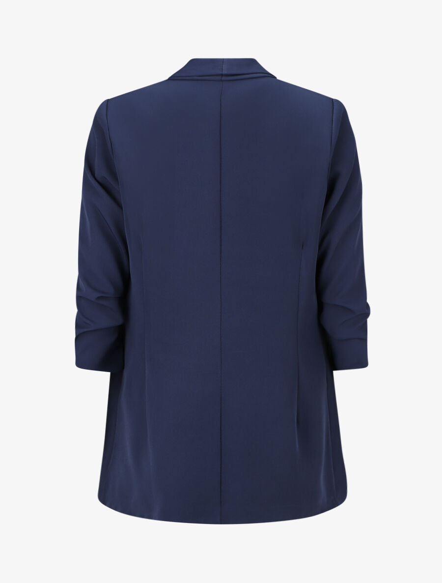 Blazer uni à manches froncées - Marine - 2