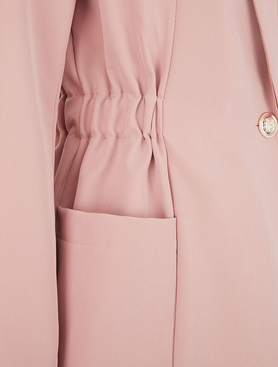 Blazer mi-long élastiqué et boutonné - Rose - 3