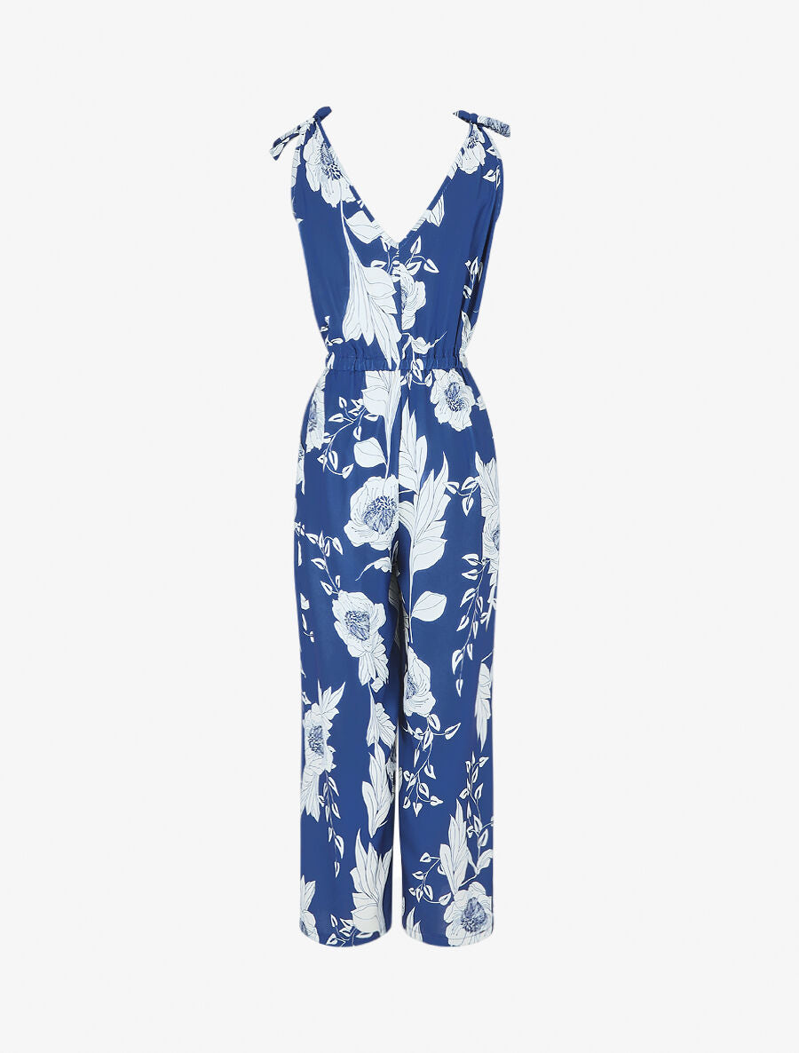 Combinaison ample imprimé grandes fleurs - Bleu roi - 2