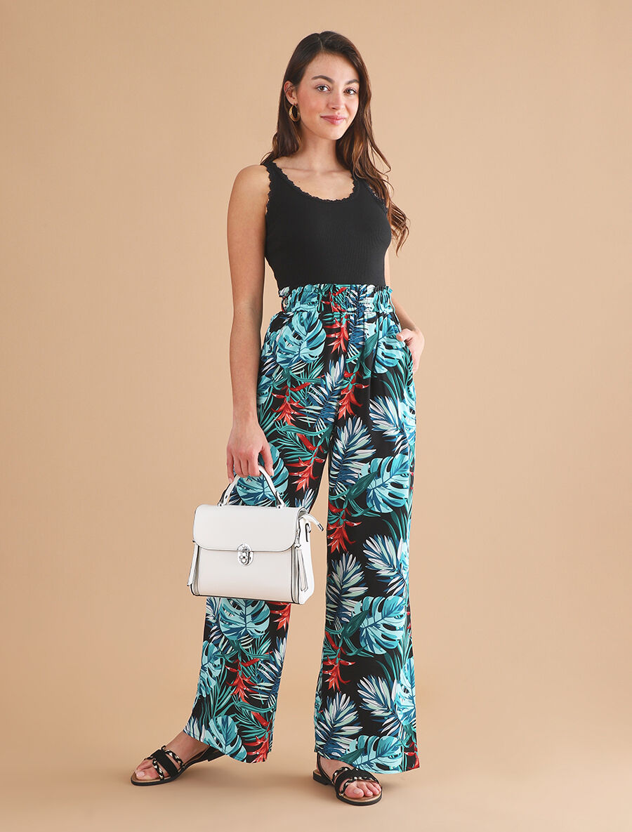 Débardeur côtelé à dentelle - Noir - 4