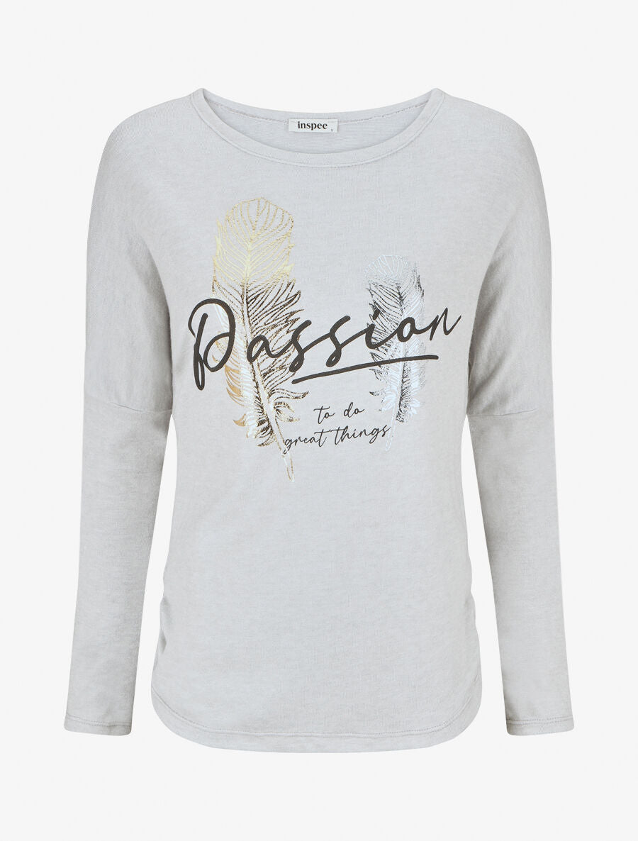 Pull fin à message floqué - Gris - 4