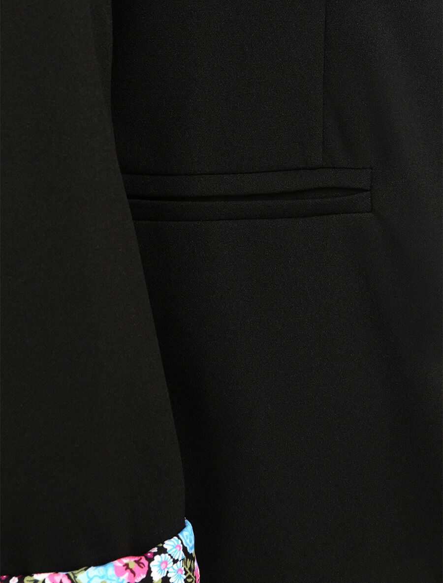 Veste ajustée à manches à revers imprimé fleuri - Noir - 3