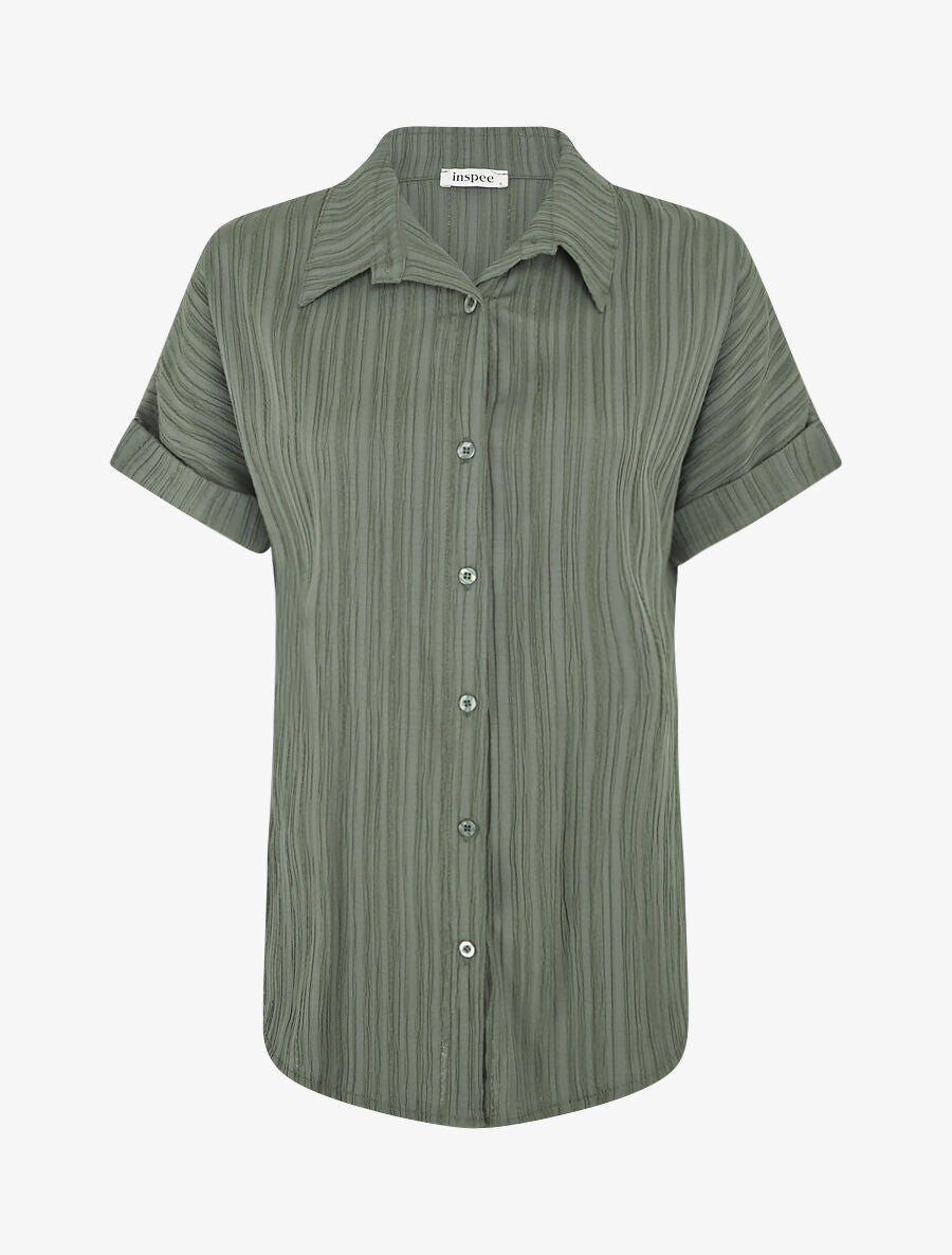 Chemise texturée à manches courtes - Kaki - 4