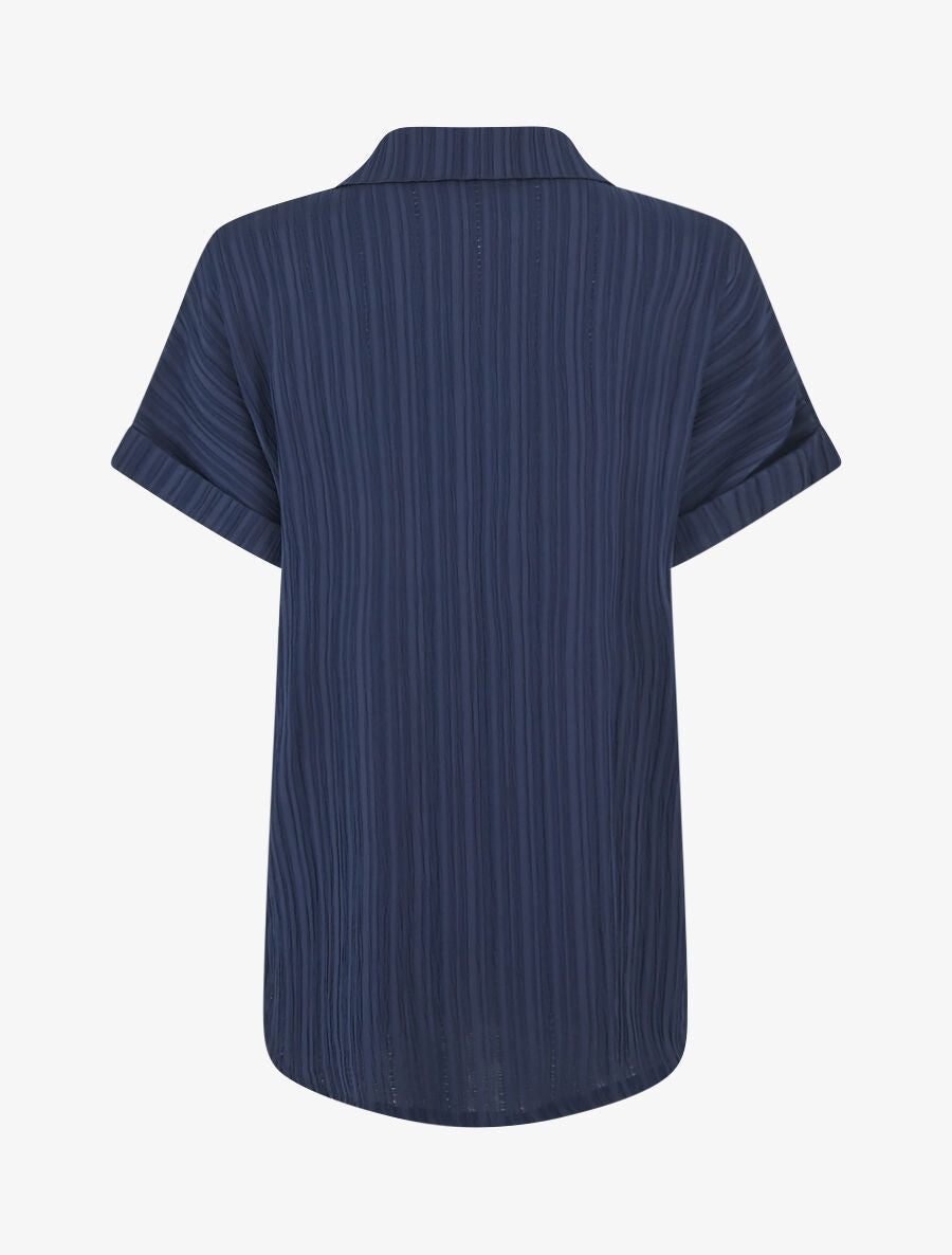 Chemise texturée à manches courtes - Marine - 2