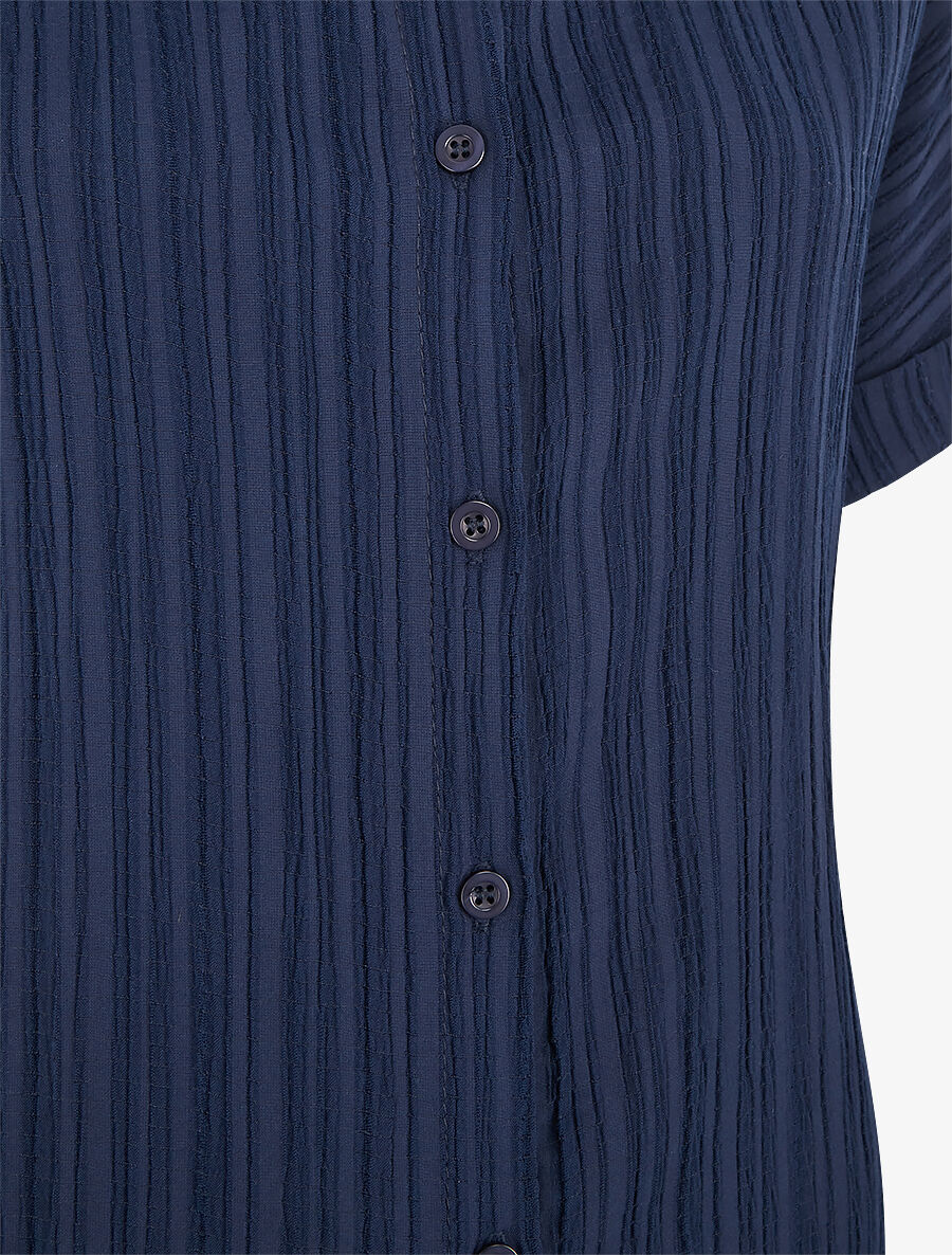 Chemise texturée à manches courtes - Marine - 3