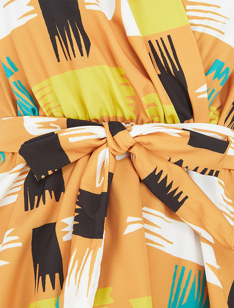 Top élastiqué imprimé fantaisie - Jaune moutarde - 3