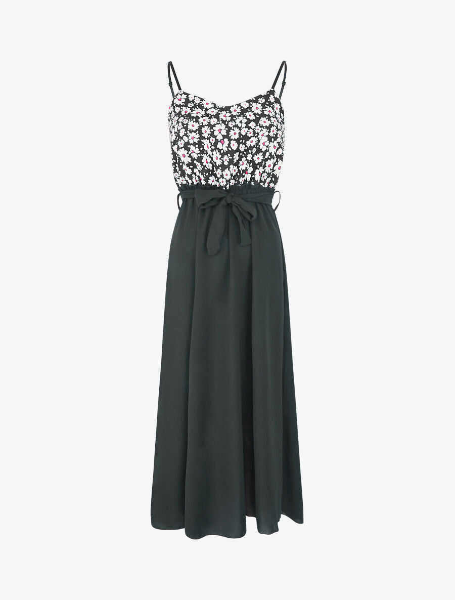 Robe empire imprimé petites fleurs - Noir - 1