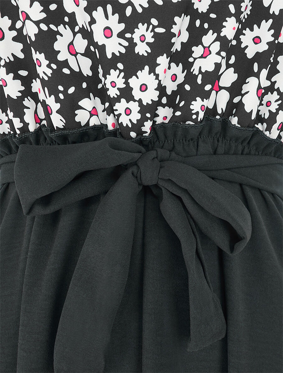 Robe empire imprimé petites fleurs - Noir - 3