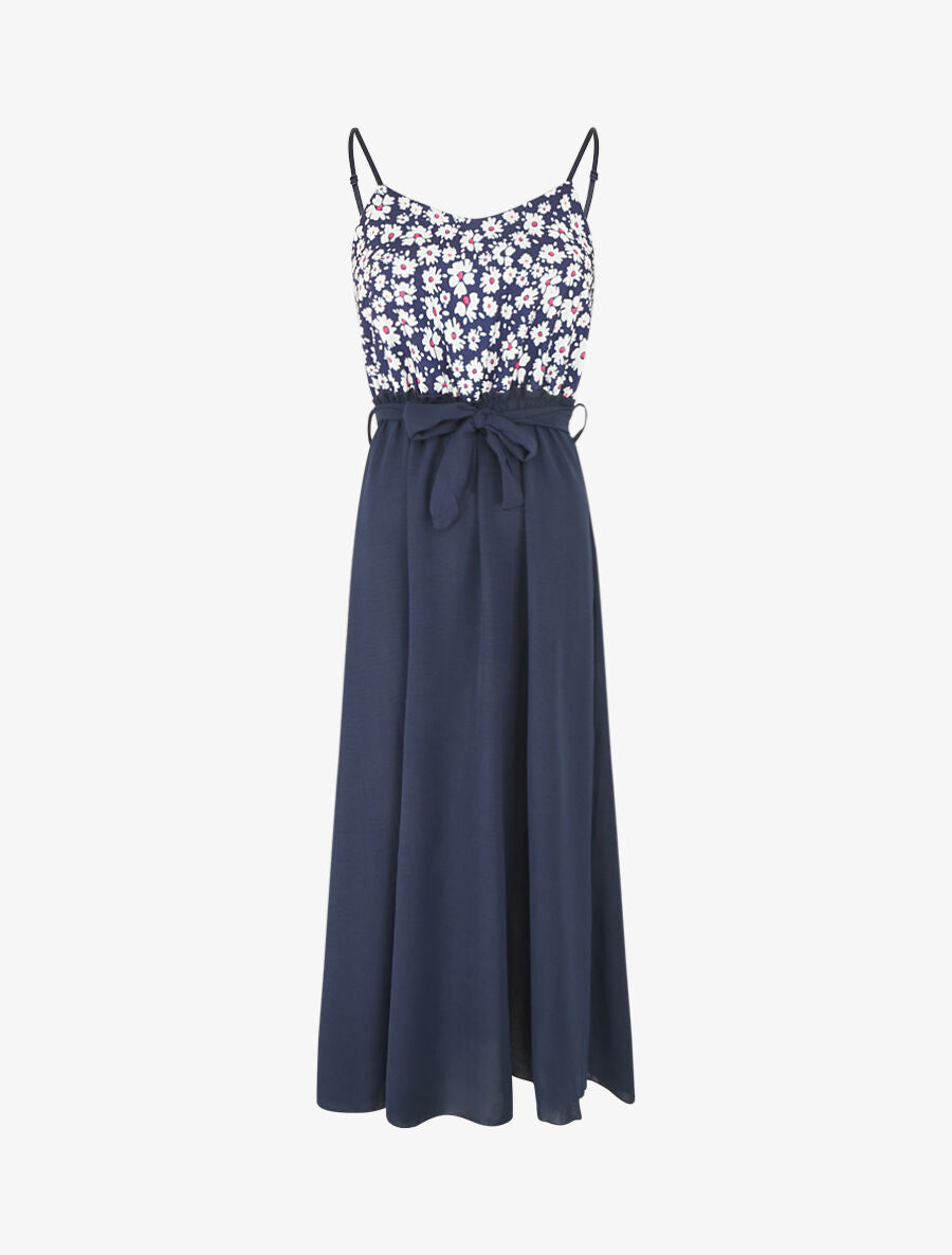 Robe empire imprimé petites fleurs - Marine - 4