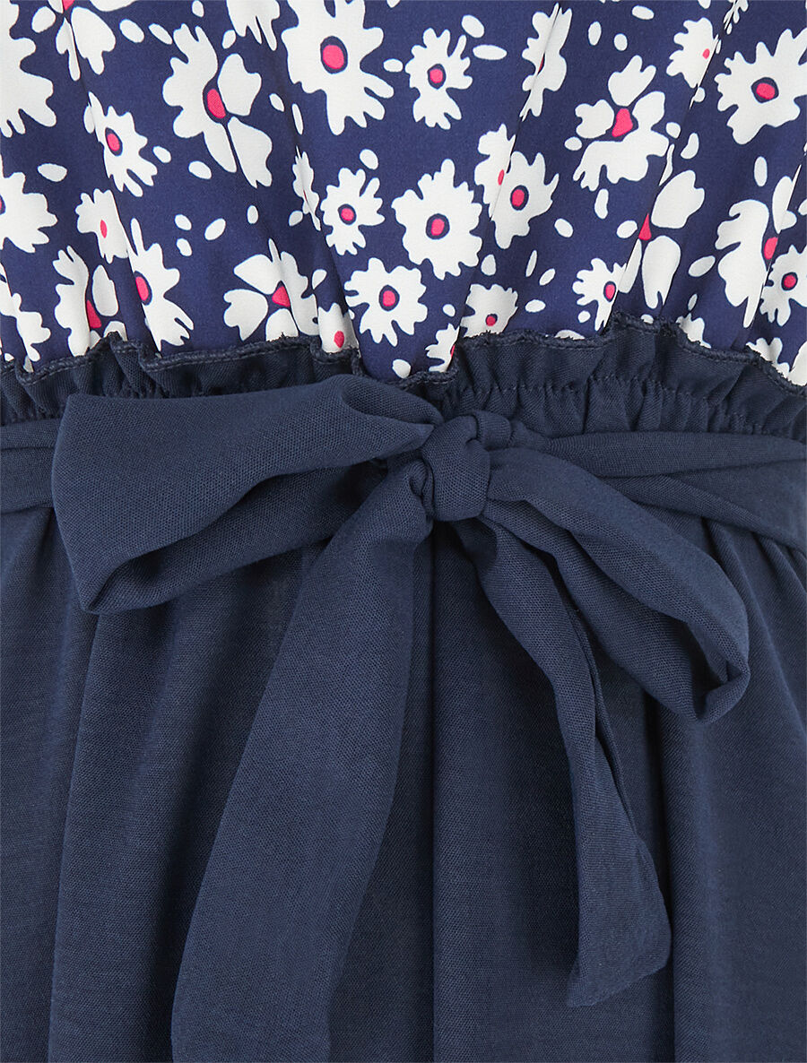 Robe empire imprimé petites fleurs - Marine - 3