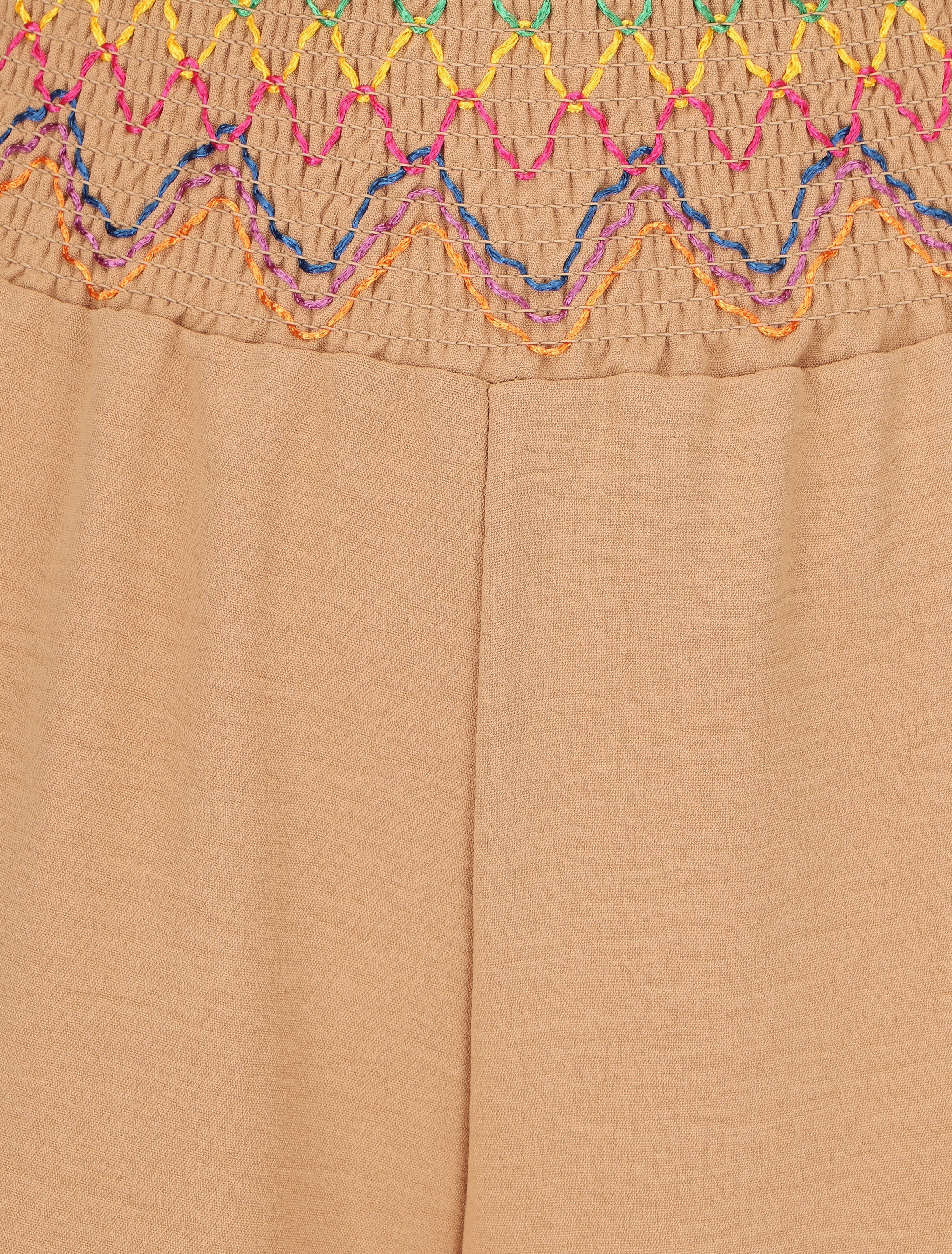 Pantalon ample taille haute uni - Camel - 3