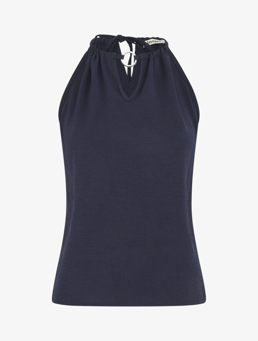 Top droit sans manches col américain - Marine - 4