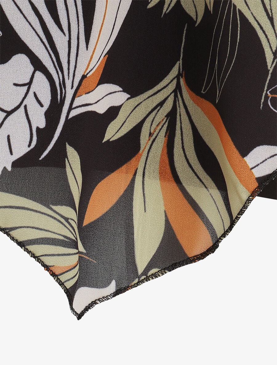 Top superposé stylisé imprimé feuilles - Noir - 3