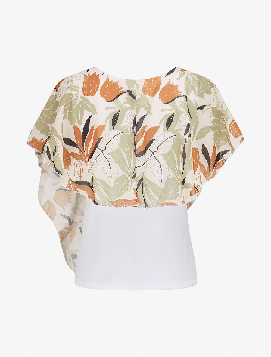 Top superposé stylisé imprimé feuilles - Beige - 2